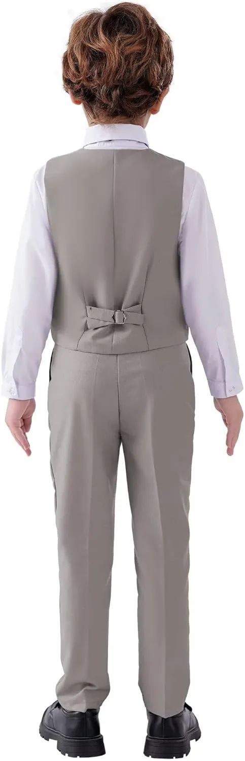 Boys Dress Pants Flat Front Casual Wear Slim Fit School Uniforms Pants with Adjustable Waist Suitable for 2-14Yrs