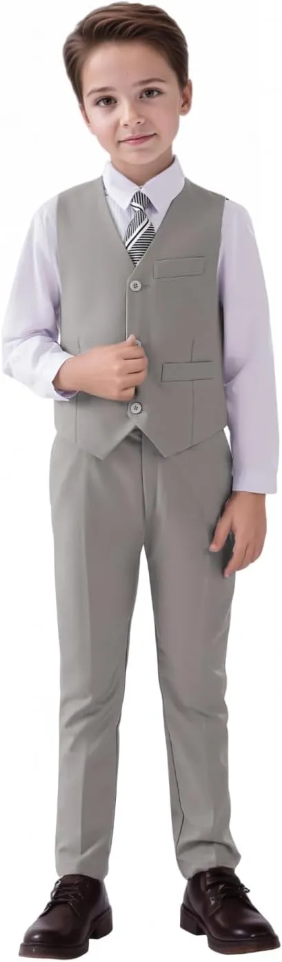 Boys Dress Pants Flat Front Casual Wear Slim Fit School Uniforms Pants with Adjustable Waist Suitable for 2-14Yrs