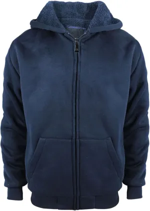Boys' Fashion Zip Up Hoodie Plain Comfort Fleece Jacket Youth Heavyweight Sherpa Lined Sweatshirts