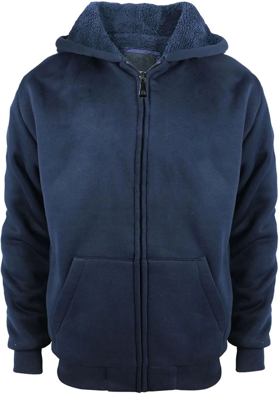 Boys' Fashion Zip Up Hoodie Plain Comfort Fleece Jacket Youth Heavyweight Sherpa Lined Sweatshirts