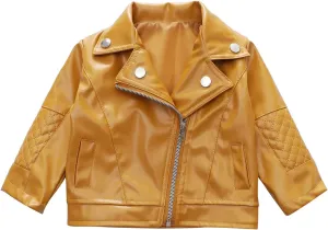 Boys Leather Jacket Children Collar Motorcycle Faux Leather Coats Kids PU Soft Spring Leather Jackets Outerwear
