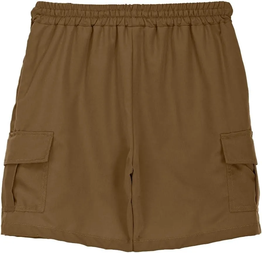 Boys' Pull on Cargo Shorts School Uniform Khaki Athletic Shorts for Boys Quick-Dry Cargo Hiking Pants Baggy Sweatpants