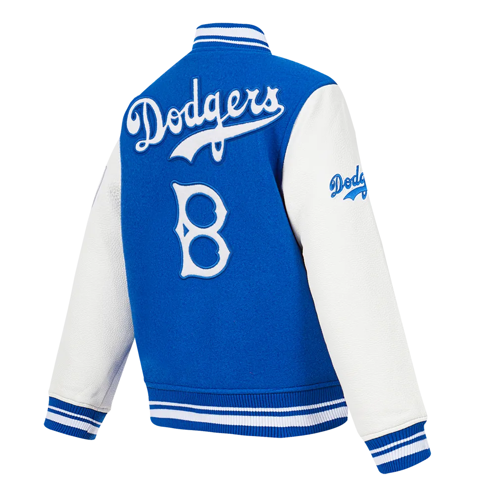 BROOKLYN DODGERS RETRO CLASSIC LITTLE BOYS RIB WOOL VARSITY JACKET (ROYAL BLUE/WHITE)