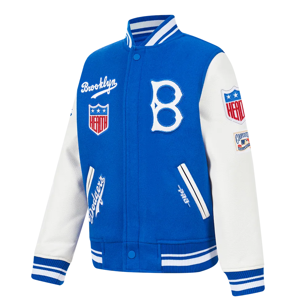 BROOKLYN DODGERS RETRO CLASSIC LITTLE BOYS RIB WOOL VARSITY JACKET (ROYAL BLUE/WHITE)