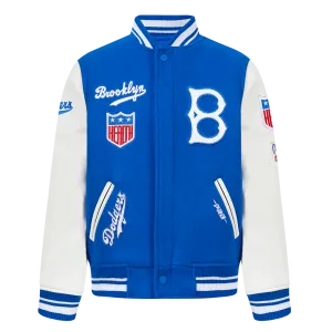 BROOKLYN DODGERS RETRO CLASSIC LITTLE BOYS RIB WOOL VARSITY JACKET (ROYAL BLUE/WHITE)