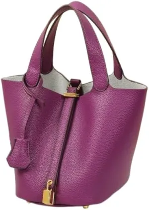 Bucket bag, a versatile and classic straw basket-style handbag made of top-layer cowhide for women