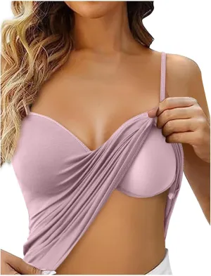 Built in Bra Tank Tops for Women Camisoles Tops Spaghetti Strap Tanks Support Short Cami Casual Breathable Underwear