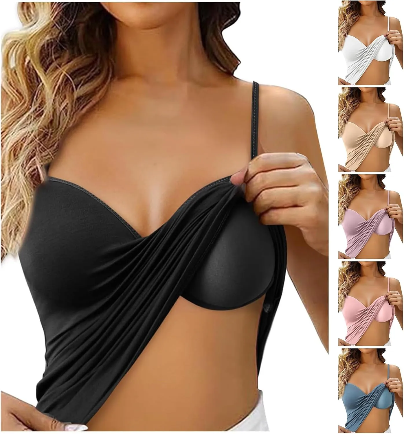 Built in Bra Tank Tops for Women Camisoles Tops Spaghetti Strap Tanks Support Short Cami Casual Breathable Underwear