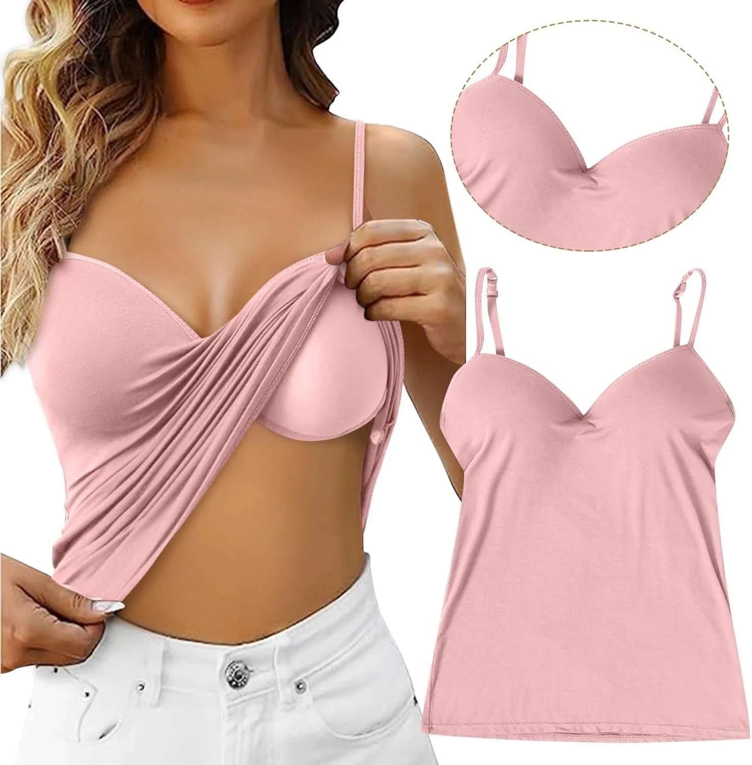 Camisole Tank Tops with Built in Bra for Women 2025 Racerback Workout Undershirts Summer Sports Padded Cami Tube Yoga Tops