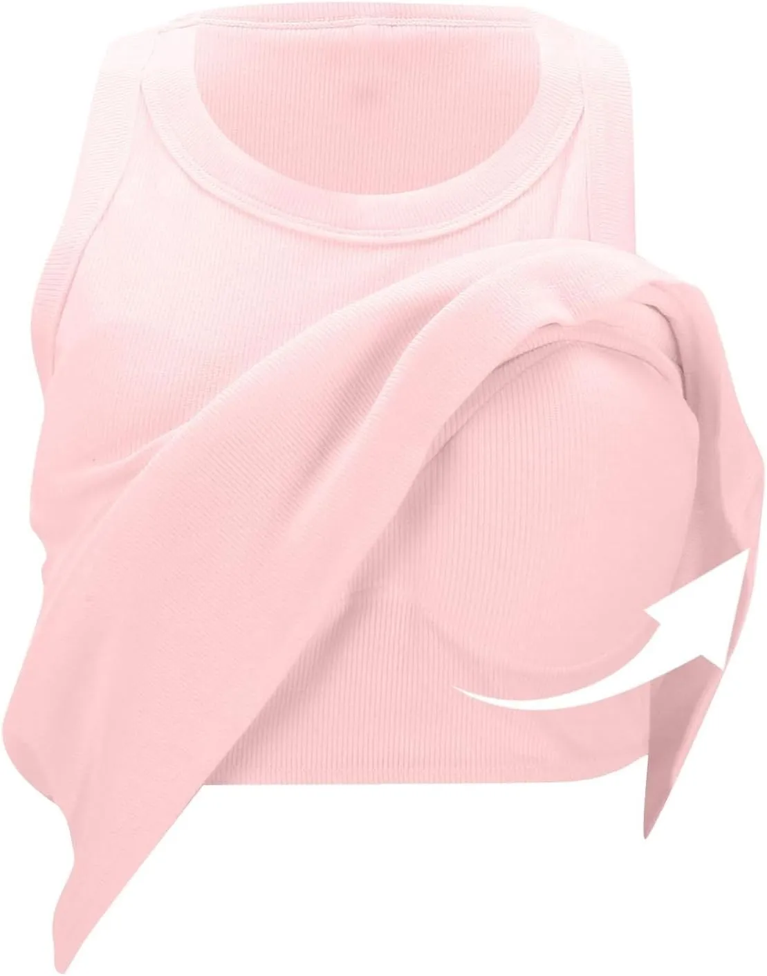 Camisole Tops for Women Built in Bra Tank Top Wide Strap Ribbed Stretchy Performance Layering Tank Top with Bra Pads