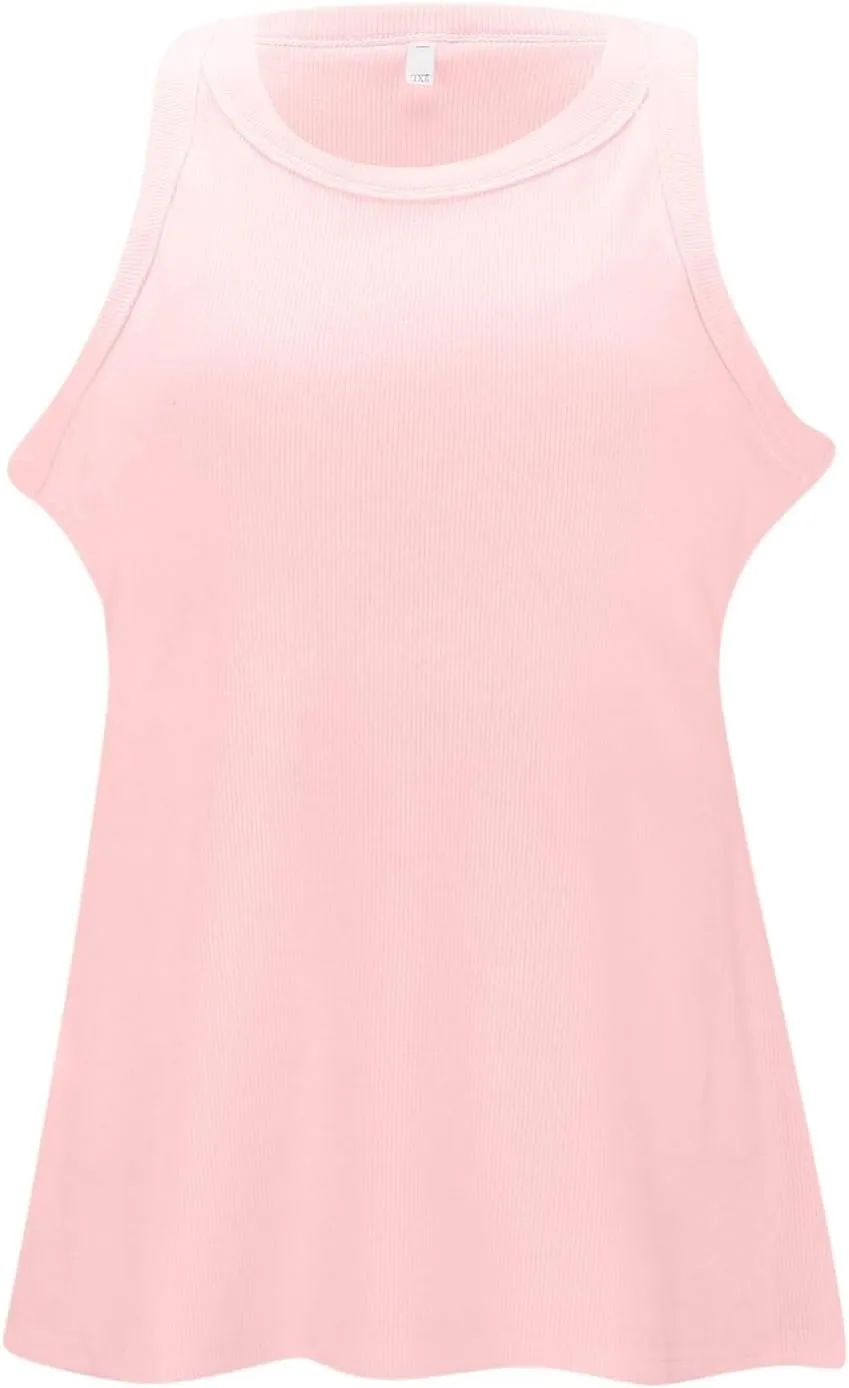 Camisole Tops for Women Built in Bra Tank Top Wide Strap Ribbed Stretchy Performance Layering Tank Top with Bra Pads