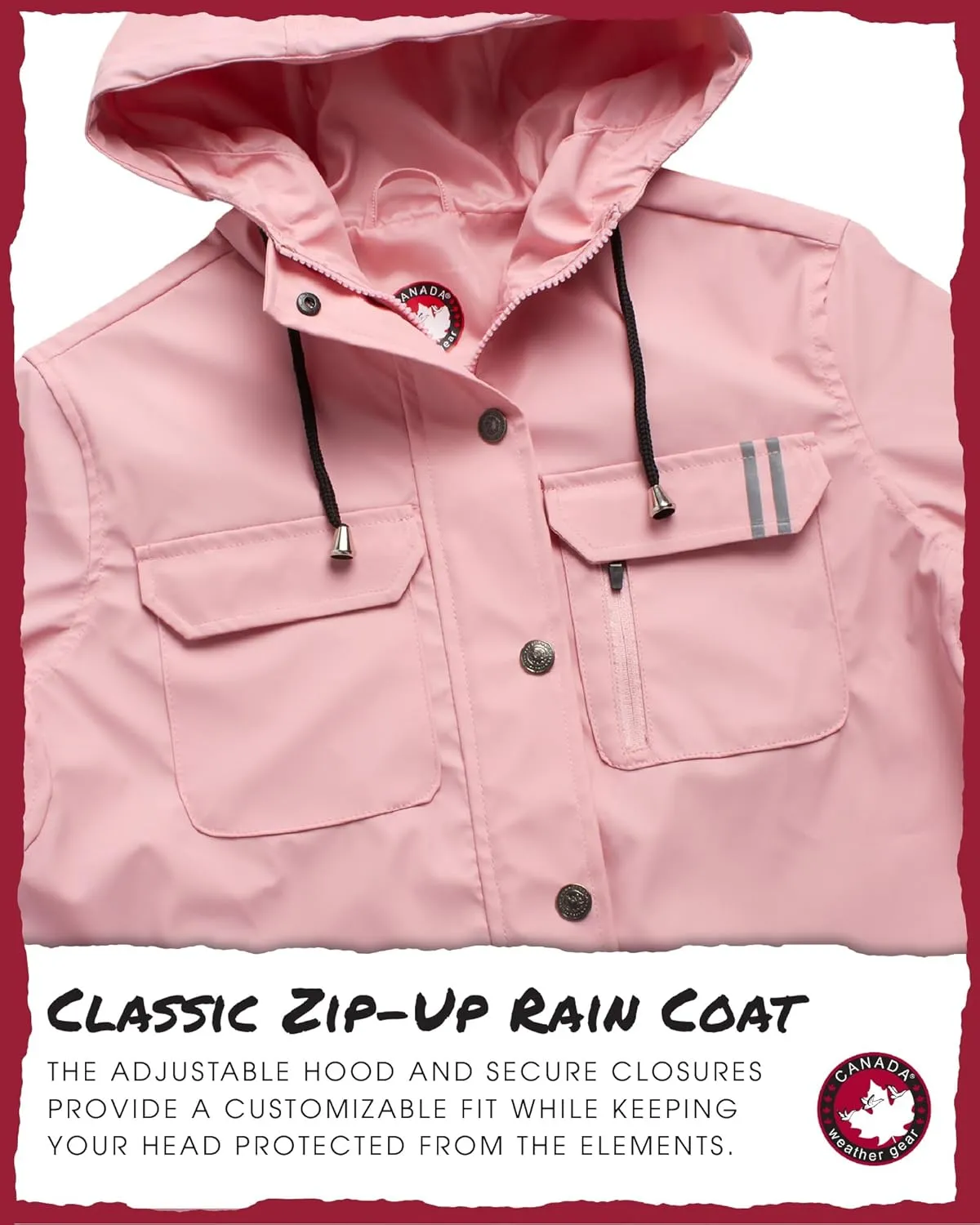 CANADA WEATHER GEAR Womens Rain Jacket - Weather Resistant Lightweight Trench Coat with Adjustable Hood (Sizes: S-XXL)