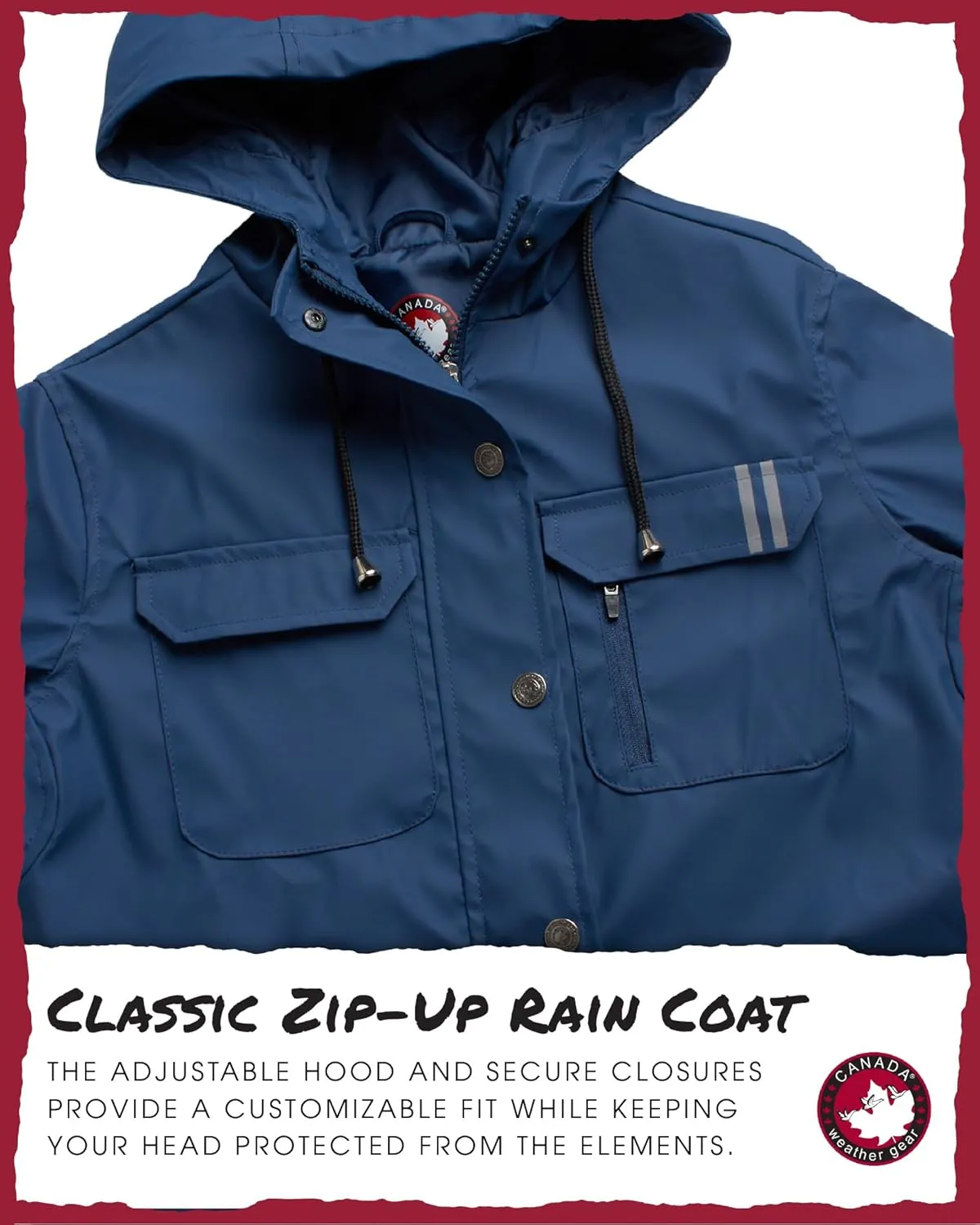 CANADA WEATHER GEAR Womens Rain Jacket - Weather Resistant Lightweight Trench Coat with Adjustable Hood (Sizes: S-XXL)