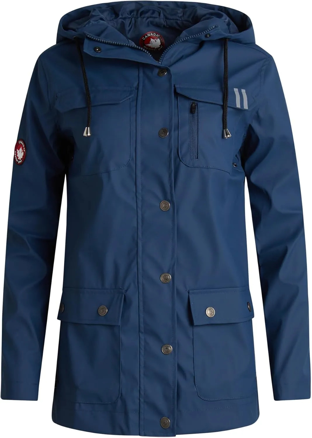 CANADA WEATHER GEAR Womens Rain Jacket - Weather Resistant Lightweight Trench Coat with Adjustable Hood (Sizes: S-XXL)