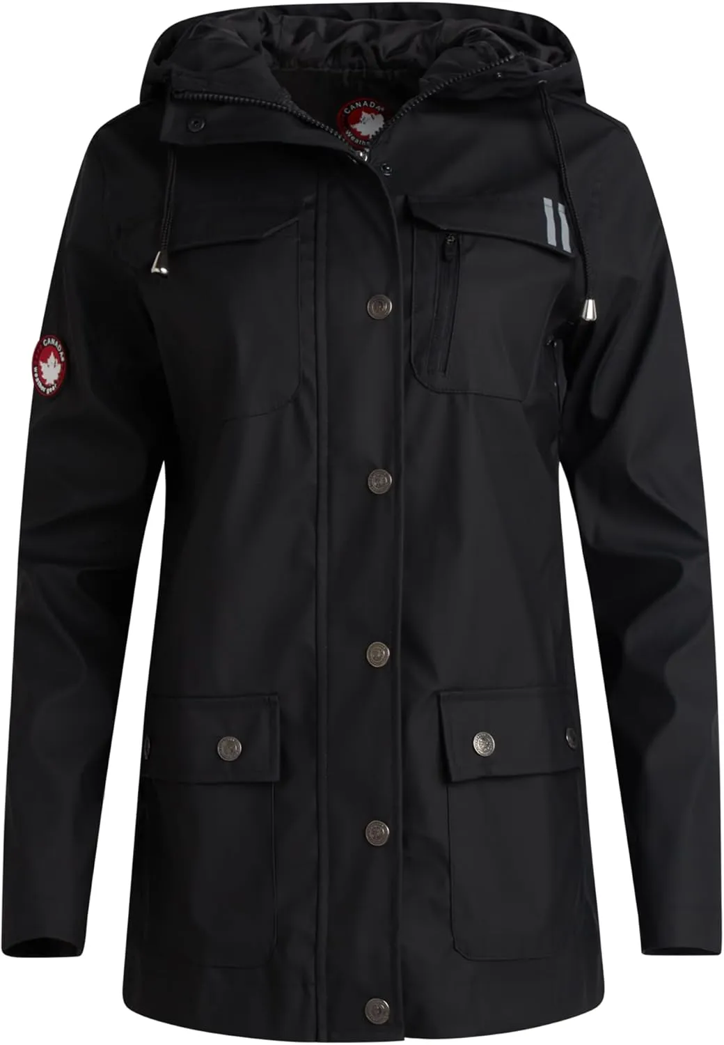 CANADA WEATHER GEAR Womens Rain Jacket - Weather Resistant Lightweight Trench Coat with Adjustable Hood (Sizes: S-XXL)