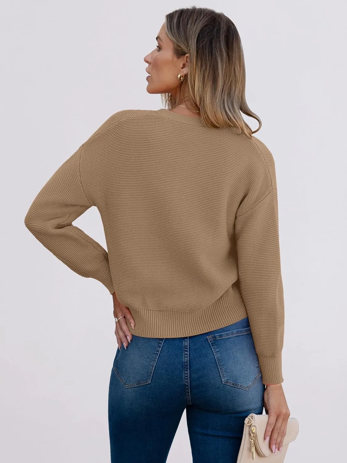 Caracilia Cardigan Sweaters for Women Cropped Open Front Tweed Knit Button Down Dressy Casual Jacket 2025 Spring Outwear
