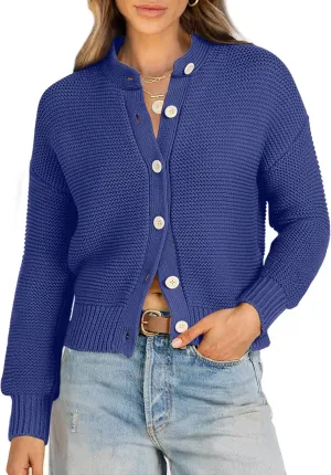 Caracilia Cardigan Sweaters for Women Cropped Open Front Tweed Knit Button Down Dressy Casual Jacket 2025 Spring Outwear