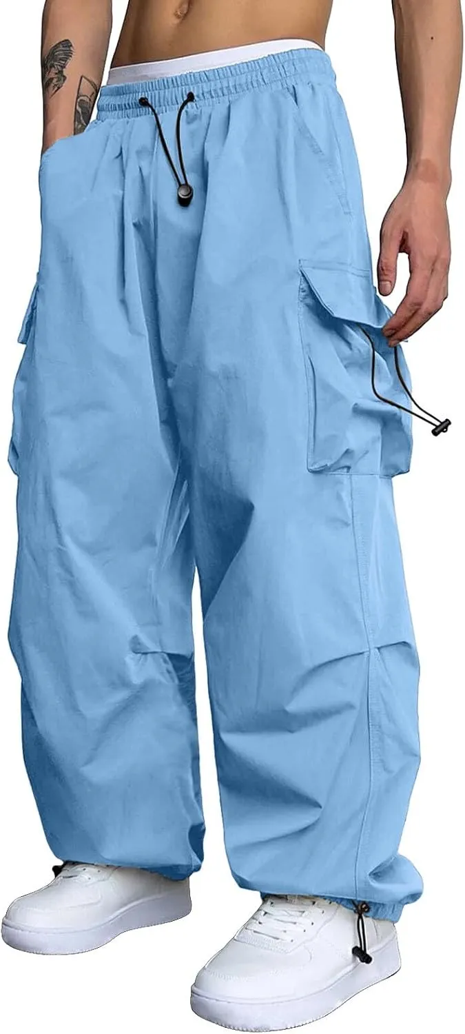 Cargo Combat Pant for Men Casual Work Pant Elastic Waist Cotton Joggers Multi Pockets