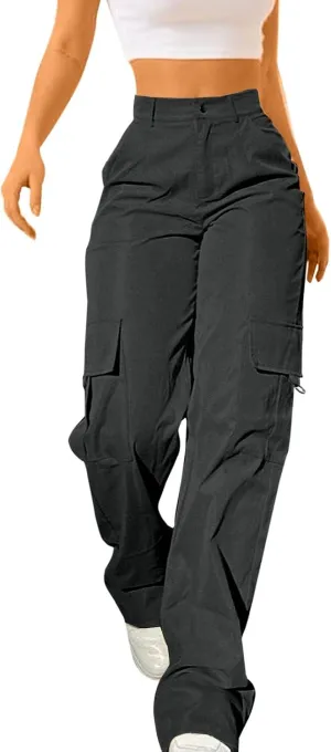 Cargo Pants for Women High Waisted Casual Hiking Streetwear Trousers with Pockets Y2k Straight Athletic Outdoor Pant