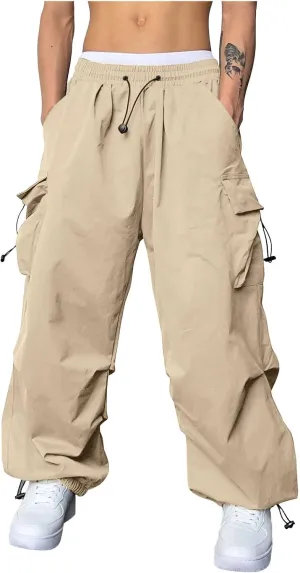 Cargo Pants Men Lightweight Casual Joggers Drawstring Elastic Waist Combat Pant with Pockets