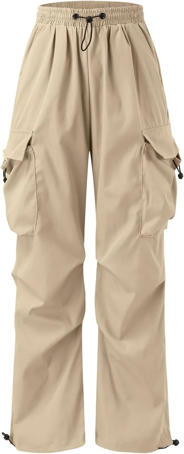 Cargo Pants Men Lightweight Casual Joggers Drawstring Elastic Waist Combat Pant with Pockets