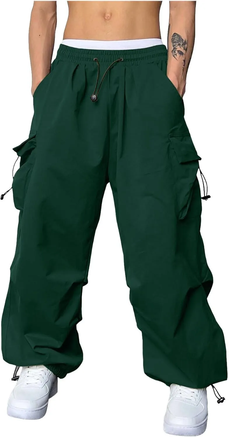 Cargo Pants Men Lightweight Casual Joggers Drawstring Elastic Waist Combat Pant with Pockets
