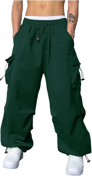 Cargo Pants Men Lightweight Casual Joggers Drawstring Elastic Waist Combat Pant with Pockets