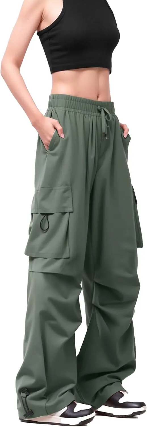 Cargo Pants Women Baggy High Waisted Parachute Pants with Pockets Wide Leg Y2K Casual Pants for Women