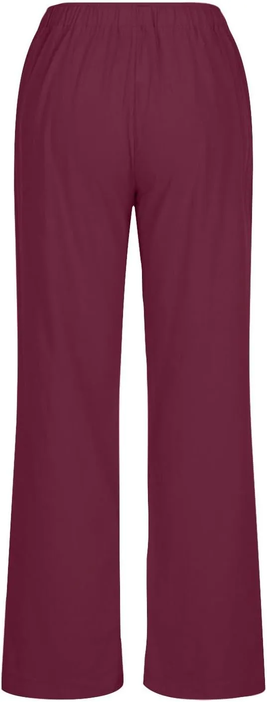 Casual Pants for Women 2025 Summer Cotton Linen Wide Leg Boho High Elastic Waist Lounge Long Trousers with Pockets