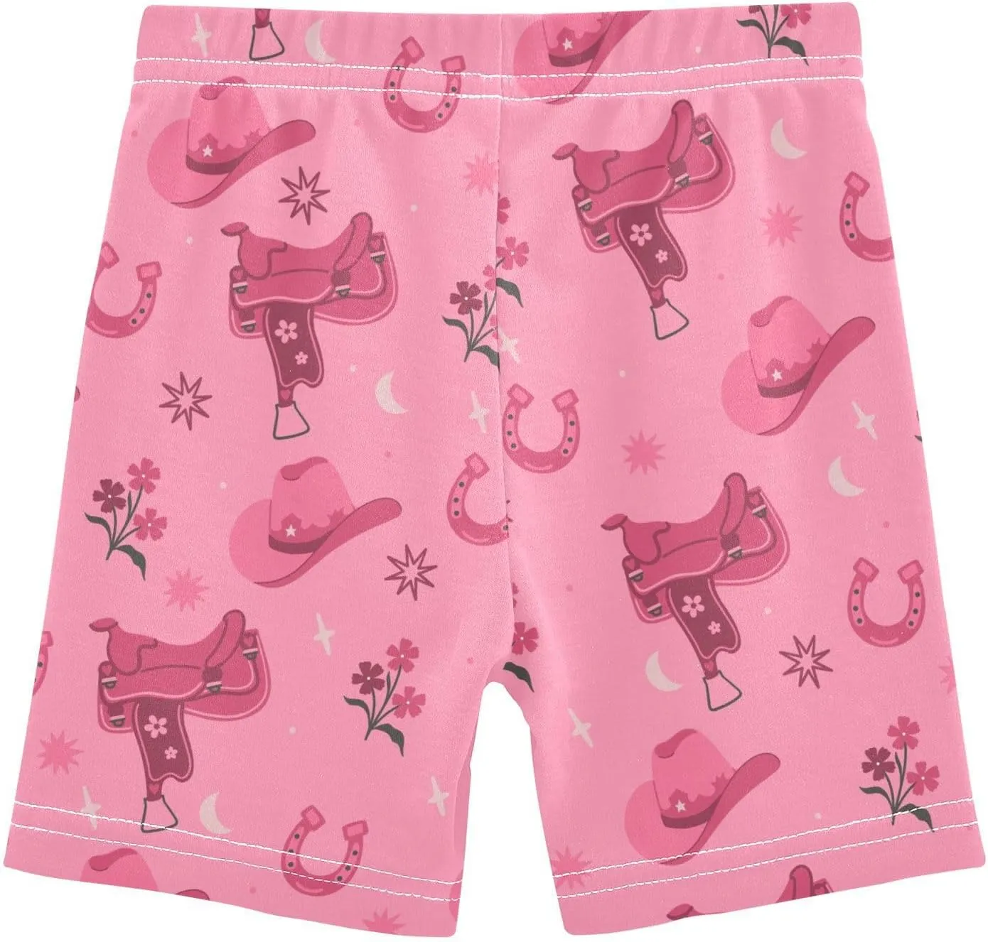 CaTaKu Girls Bike Shorts Cotton Cartwheel Shorts for Girls Toddler Cowboy Horseshoes Clothes Size 4-10Y