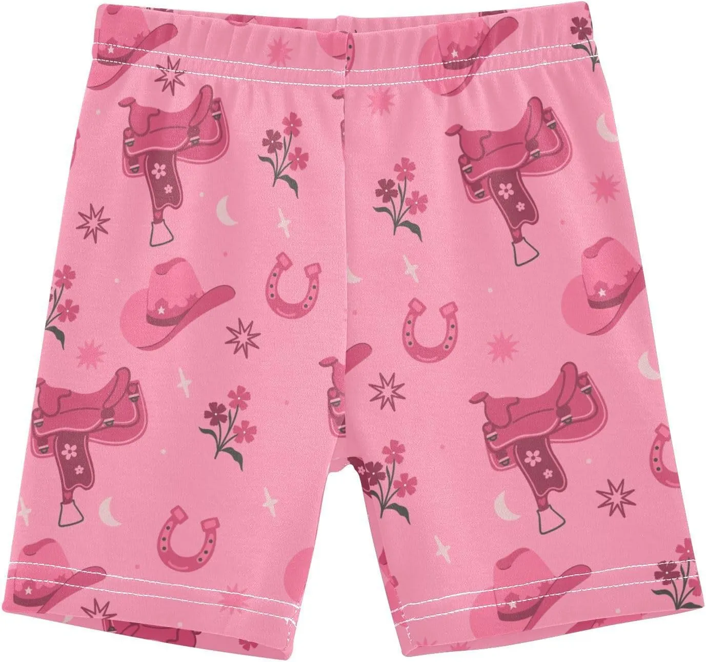 CaTaKu Girls Bike Shorts Cotton Cartwheel Shorts for Girls Toddler Cowboy Horseshoes Clothes Size 4-10Y