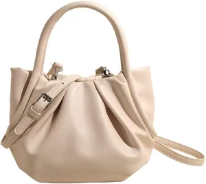 Causal Bucket Bags for Women Versatile Pleated Cross Body Bags with Adjustable Strap Trendy Top-Handle Purse