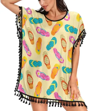 Chic Womens Fashion Stylish Chiffon Tassel Beach Bikini Swimwear Bathing Suit Cover up Dress