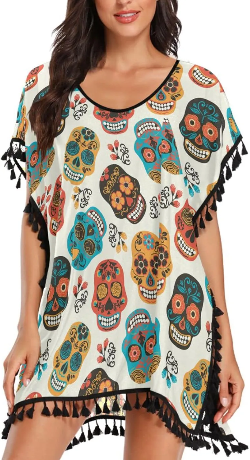 Chic Womens Fashion Stylish Chiffon Tassel Beach Bikini Swimwear Bathing Suit Cover up Dress