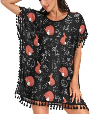 Chic Womens Fashion Stylish Chiffon Tassel Beach Bikini Swimwear Bathing Suit Cover up Dress