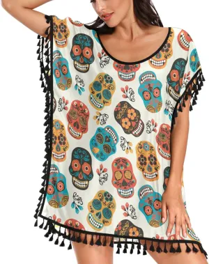 Chic Womens Fashion Stylish Chiffon Tassel Beach Bikini Swimwear Bathing Suit Cover up Dress