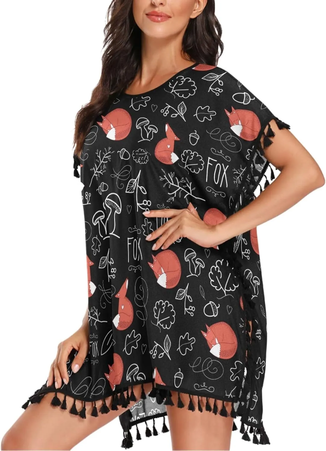 Chic Womens Fashion Stylish Chiffon Tassel Beach Bikini Swimwear Bathing Suit Cover up Dress