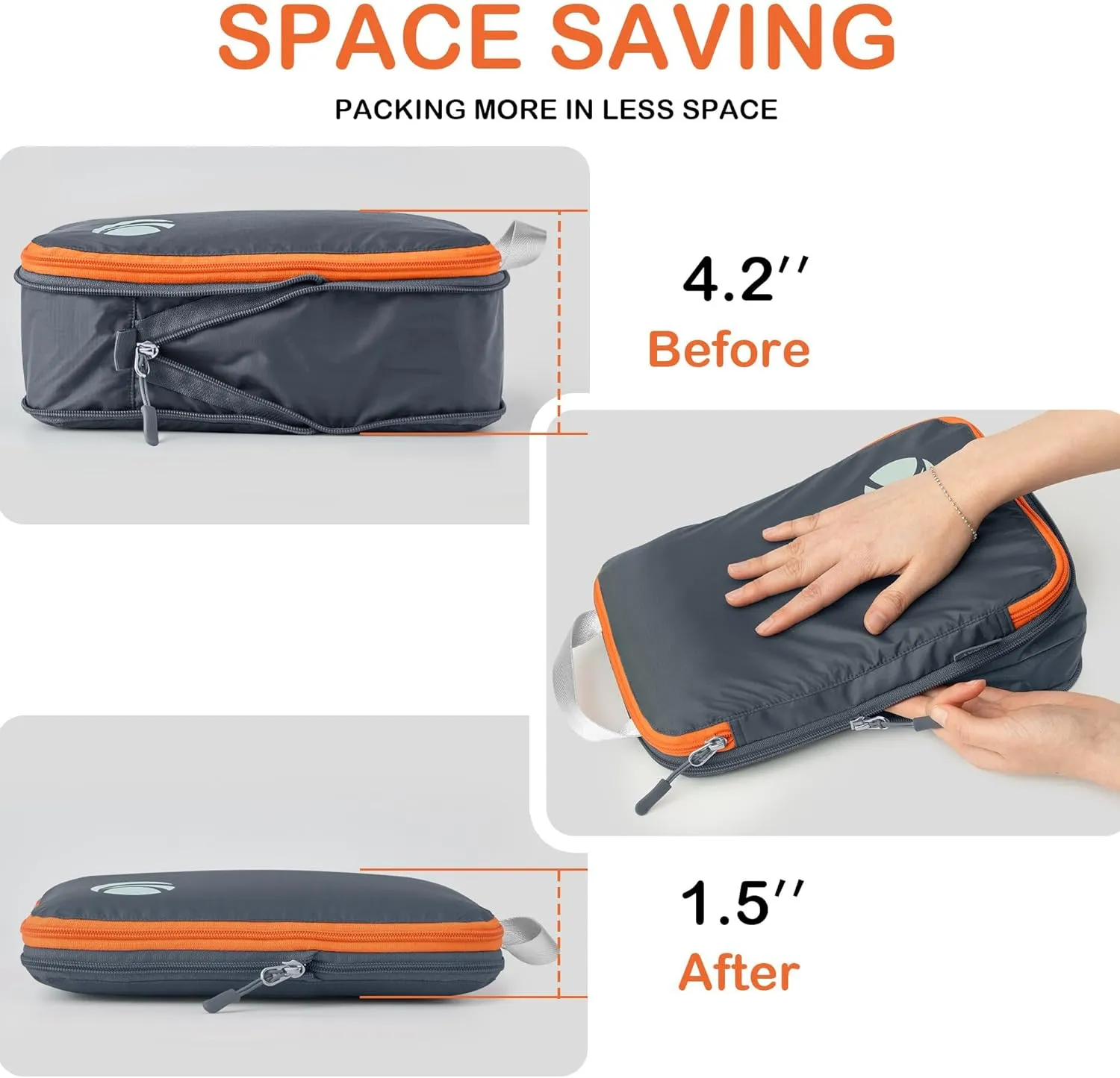 Cipway Compression Packing Cubes, Ultralight Luggage Organizer Bags with Laundry Bags and Clear Toiletries Bag, Travel Essentials for Carry on Suitcase (6 Piece,Gray)