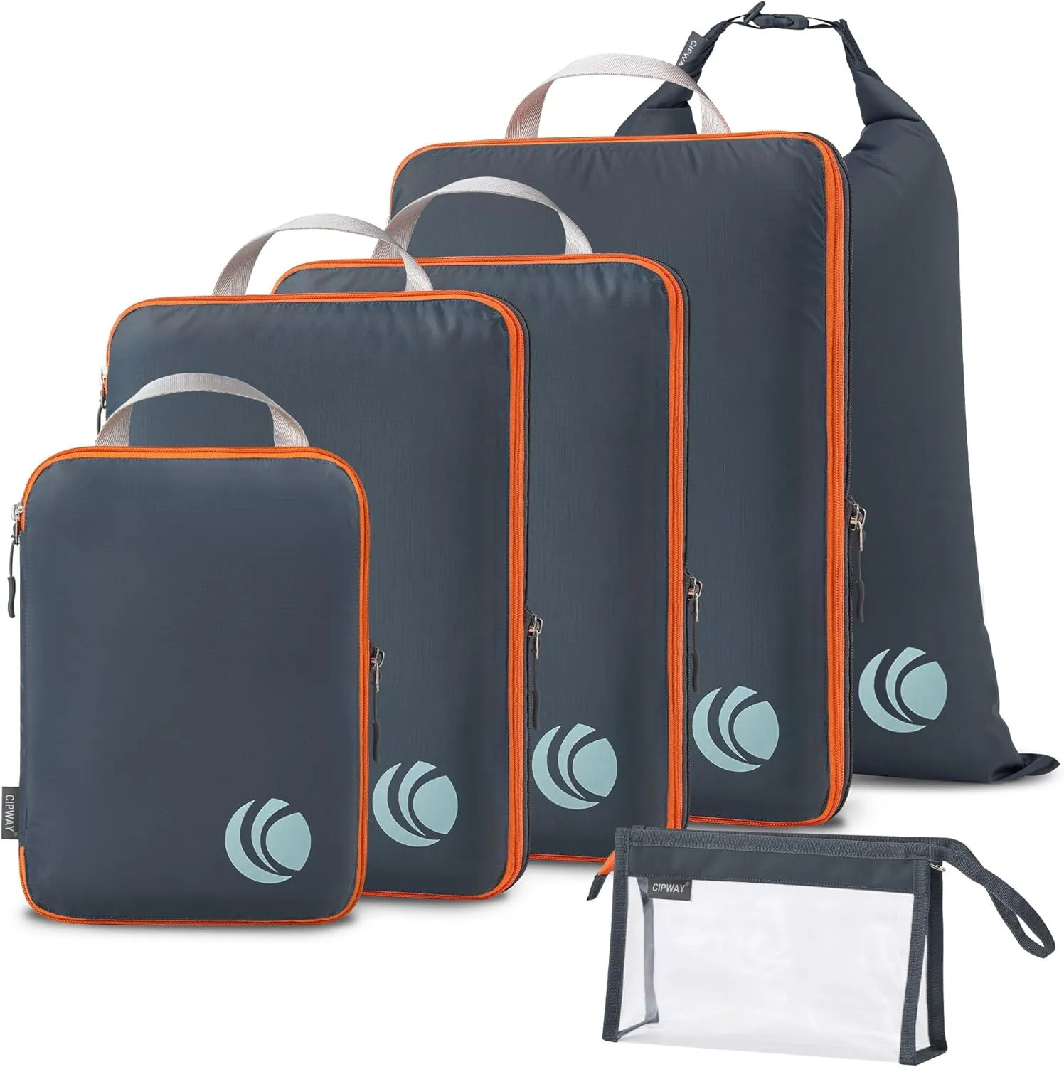 Cipway Compression Packing Cubes, Ultralight Luggage Organizer Bags with Laundry Bags and Clear Toiletries Bag, Travel Essentials for Carry on Suitcase (6 Piece,Gray)