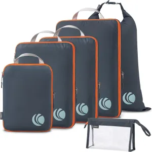 Cipway Compression Packing Cubes, Ultralight Luggage Organizer Bags with Laundry Bags and Clear Toiletries Bag, Travel Essentials for Carry on Suitcase (6 Piece,Gray)