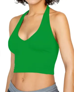 CLOZOZ Halter Crop Tops for Women V Neck Cropped Tank Tops Going Out Sleeveless Backless Trendy Top