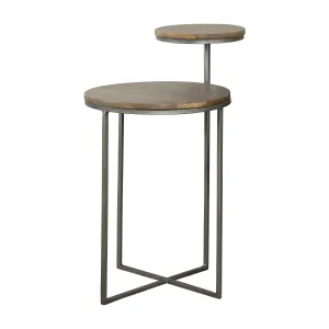 Coaster Furniture Yael 935980 Round Accent Table - Natural/Gunmetal