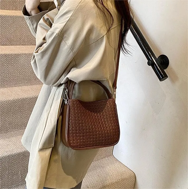 Commuter underarm Purses women's woven handbags simple retro versatile fashion shoulder crossbody bags