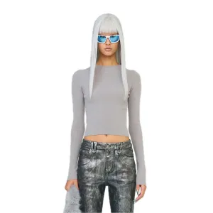 Compass Hug Turtleneck Knit Sweatshirt In Gray