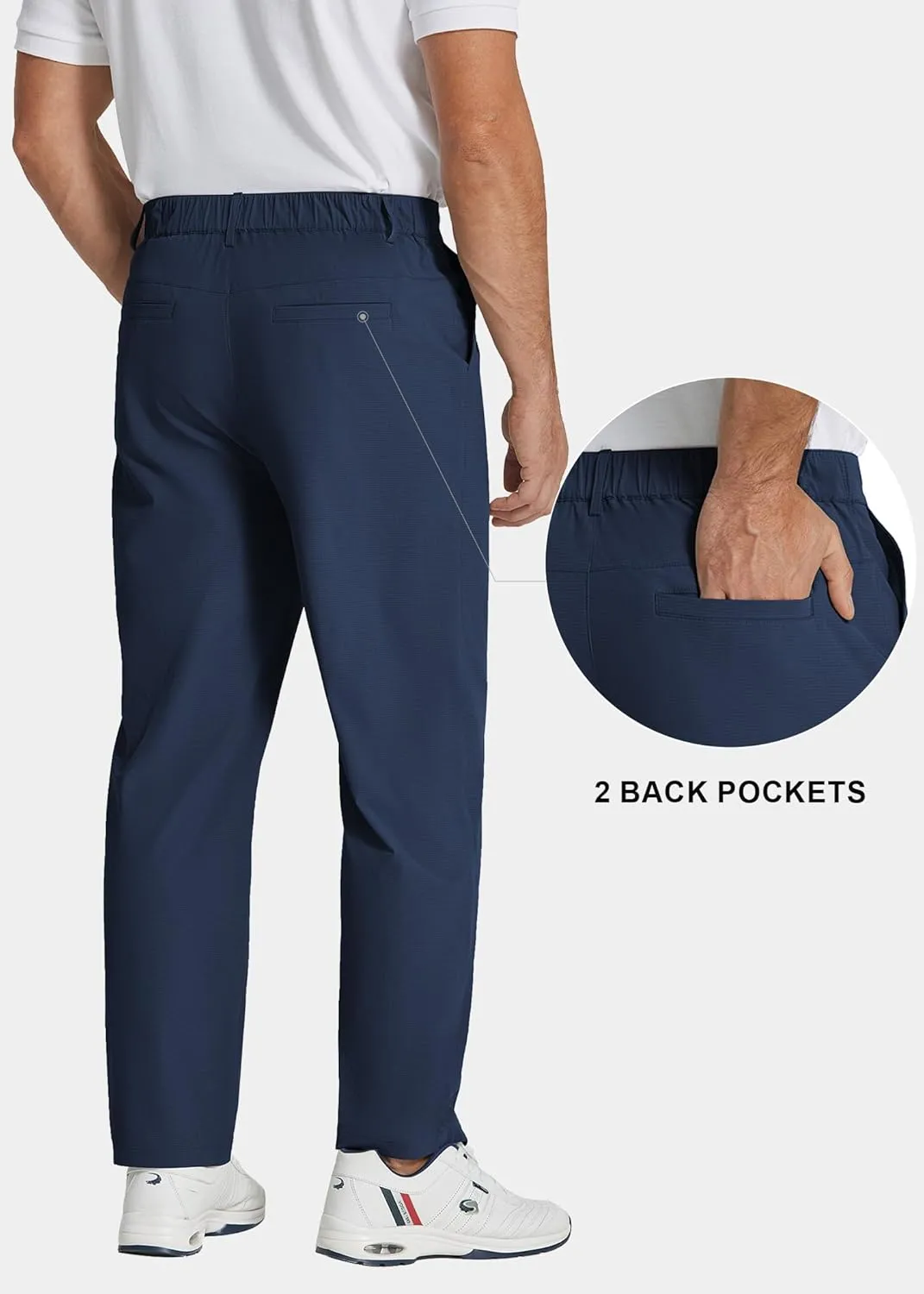 COOFANDY Men's Casual Pants Classic Fit Flat Front Pants Lightweight Elastic Waist Golf Trousers with Pockets