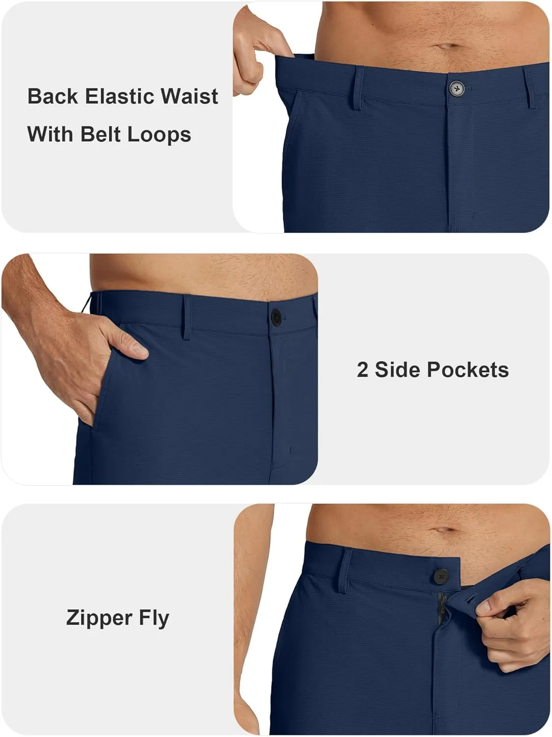 COOFANDY Men's Casual Pants Classic Fit Flat Front Pants Lightweight Elastic Waist Golf Trousers with Pockets