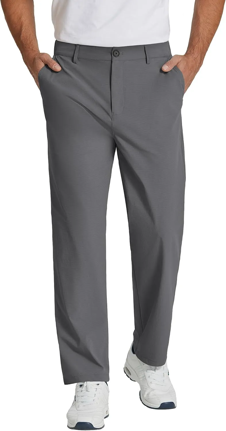 COOFANDY Men's Casual Pants Classic Fit Flat Front Pants Lightweight Elastic Waist Golf Trousers with Pockets