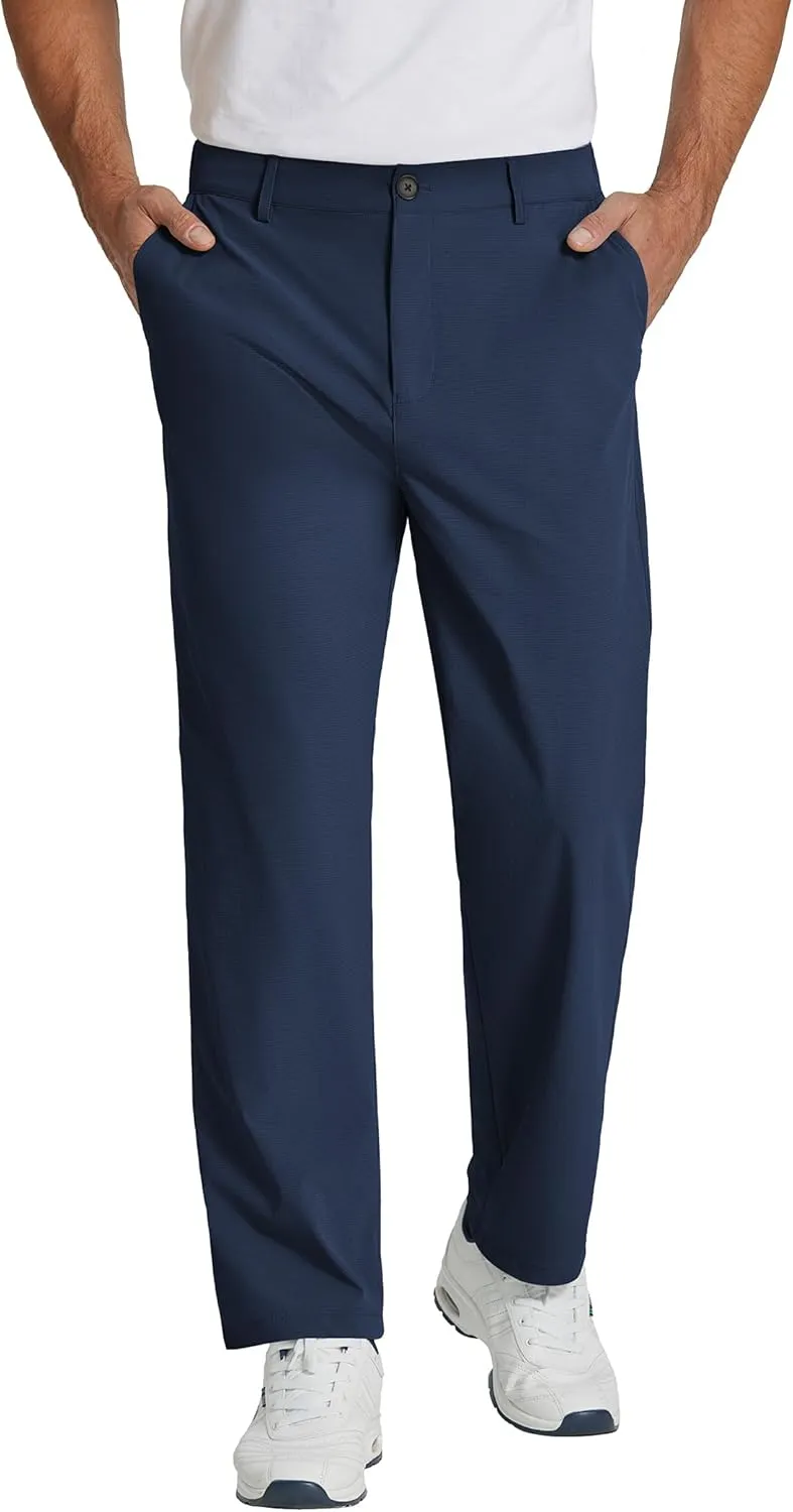 COOFANDY Men's Casual Pants Classic Fit Flat Front Pants Lightweight Elastic Waist Golf Trousers with Pockets