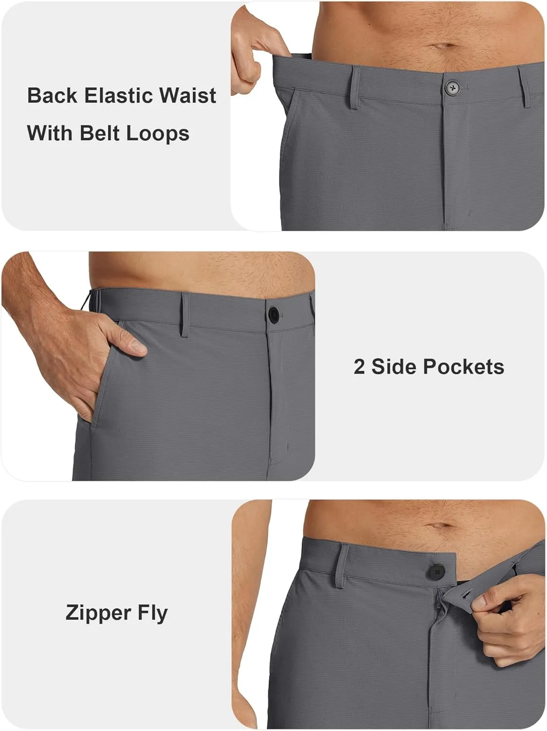 COOFANDY Men's Casual Pants Classic Fit Flat Front Pants Lightweight Elastic Waist Golf Trousers with Pockets