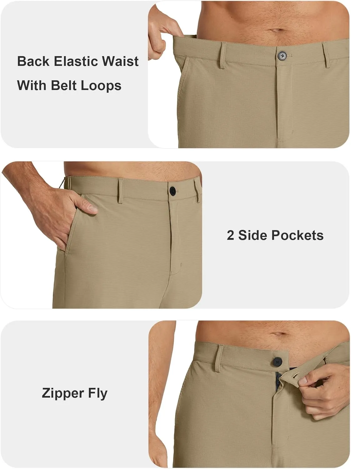 COOFANDY Men's Casual Pants Classic Fit Flat Front Pants Lightweight Elastic Waist Golf Trousers with Pockets